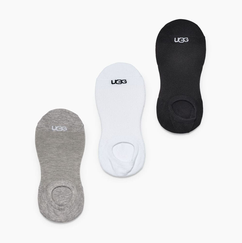 UGG Stela No Show 3 Pack - Sokker Dame - Svart Hvite Grå (NO-J220)